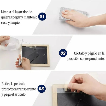 Nano Cinta Tape Magica Doble Cara Reutilizable 5 Metros