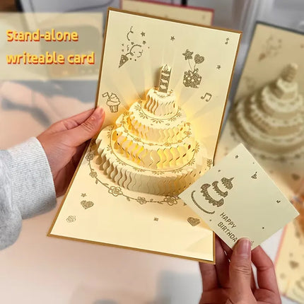 Tarjeta De Cumpleaños 3d Con Musica Luz Pastel Regalo Pop Up