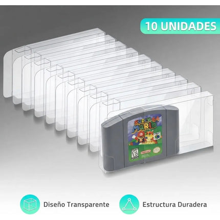 Kit 10 Protectores Transparentes Cartucho Para Nintendo N64