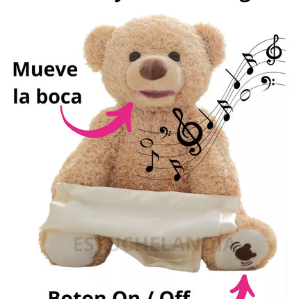 Oso De Peluche Animado con Sonido Cobija Peekaboo, Osito On Ta Bebe