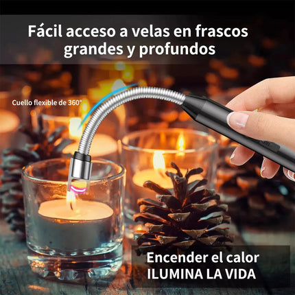 Encendedor Eléctrico Usb Arco Plasma Flexible 360° Sin Llama