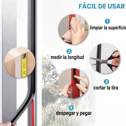 15m Burlete Aislante Polvo Ruido Puerta Ventanas Sello Goma