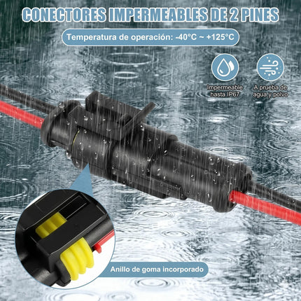 Kit 5 Conectores Electricos Impermeables Automotriz 2 Vias