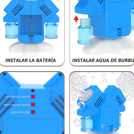 Máquina De Burbujas Doble Salida 360 Juguetes Niños Fiestas