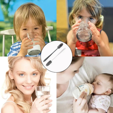 2 Cepillos Lavar Botellas Silicona Mango Largo Termos Vasos
