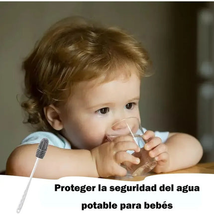 2 Cepillos Lavar Botellas Silicona Mango Largo Termos Vasos