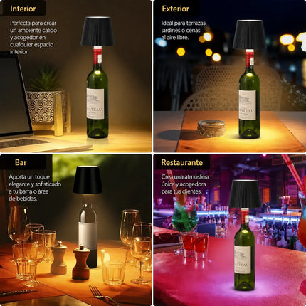 Lampara Led Recargable Para Botella Táctil Usb-c 3 Tonos Luz