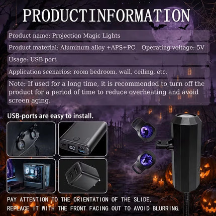 Proyector Halloween 10 Temas Bruja Calabaza Luz De Noche