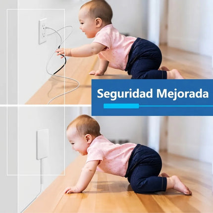 Extensor Plano Enchufe Pared Protector Niños 3 Salidas Cable