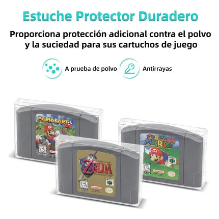 Kit 10 Protectores Transparentes Cartucho Para Nintendo N64