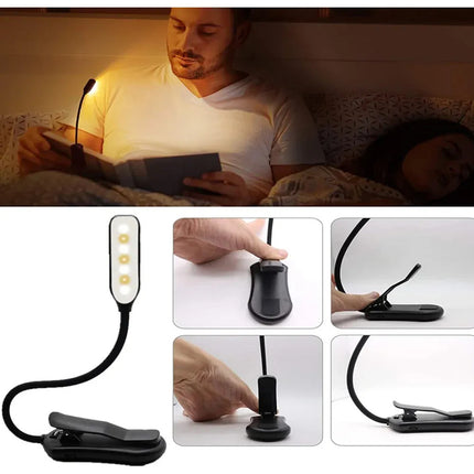 Lámpara Lectura Para Libro Clip Recargable Usb Flexible Led
