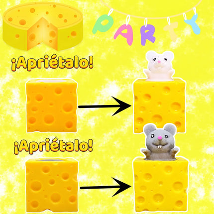 Squishy Queso Con Raton Escondido  Antiestres Juguete Pop Up