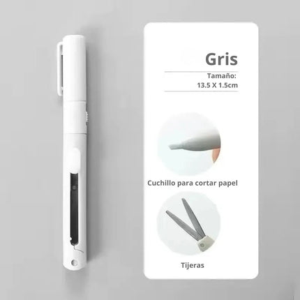 Mini Tijeras Cutter 2 En 1 Tipo Pluma Plegable De Bolsillo