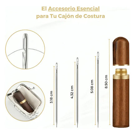 Juego De 30 Agujas Coser Con Estuche De Madera Organizador