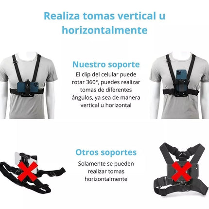 Soporte Montaje De Pecho Arnes para Celular Grabación Vertical