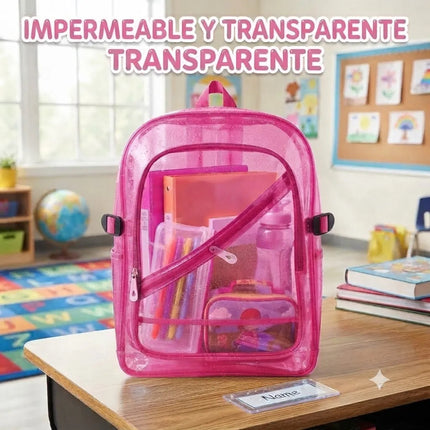 Mochila Transparente Impermeable Escolar Viaje Niños Adultos