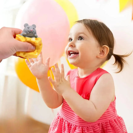 Squishy Queso Con Raton Escondido  Antiestres Juguete Pop Up