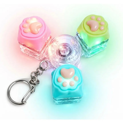 Fidget Spinner Llavero Pata Gato Mecánico Luz Led 3 Botones