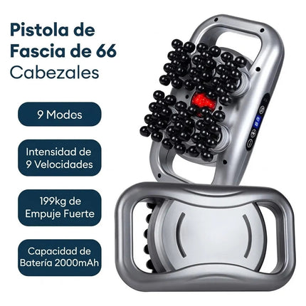 Pistola De Fascia Masajeador Muscular 66 Cabezales 9 Modos