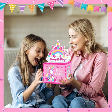 Caja Regalo Para Dinero Efectivo Unicornio Cumpleaños Niñas
