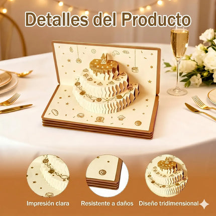 Tarjeta De Cumpleaños 3d Regalo Musica Y Sobre De Dinero Dorado Oscuro