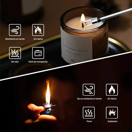Encendedor Eléctrico Usb Arco Plasma Flexible 360° Sin Llama