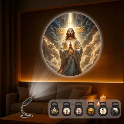 Proyector Led Espiritual Santos Lampara Usb 6 Discos Cuarto