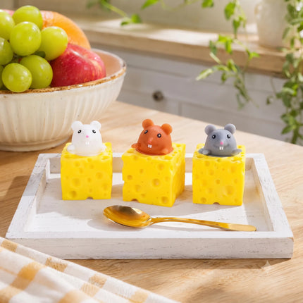 Squishy Queso Con Raton Escondido  Antiestres Juguete Pop Up