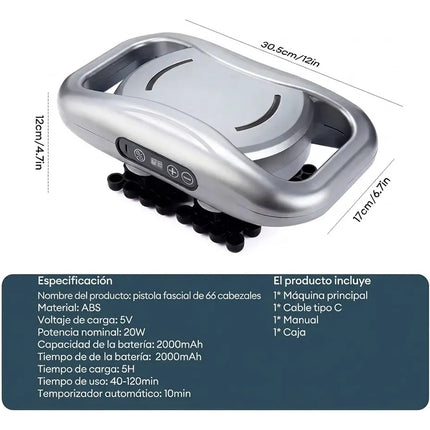 Pistola De Fascia Masajeador Muscular 66 Cabezales 9 Modos