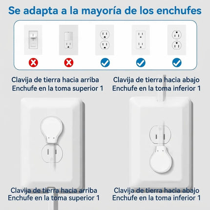 Extensor Plano Enchufe Pared Protector Niños 3 Salidas Cable