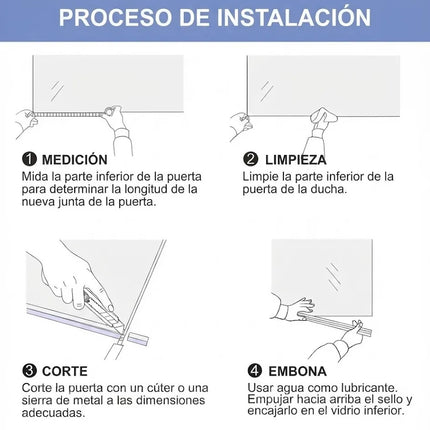 6m Tira Rigida Sello Para Puerta Cristal Ducha Baño Antifuga