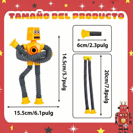 4 Robots Tubo Pop Sensorial Antiestres Con Ventosa Juguete