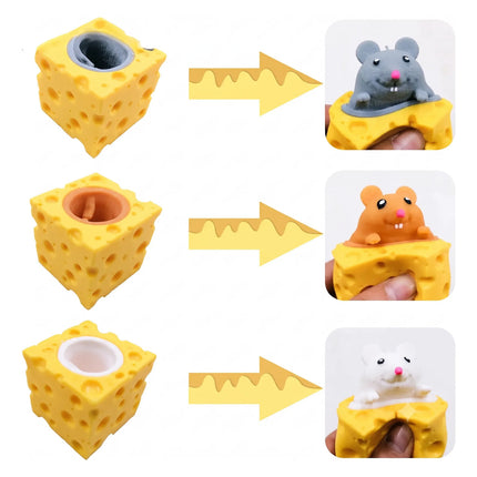 Squishy Queso Con Raton Escondido  Antiestres Juguete Pop Up