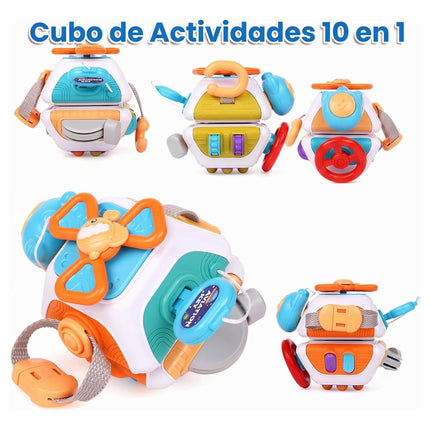 Cubo Sensorial Montessori Juguete Didáctico De Bebé 10 En 1