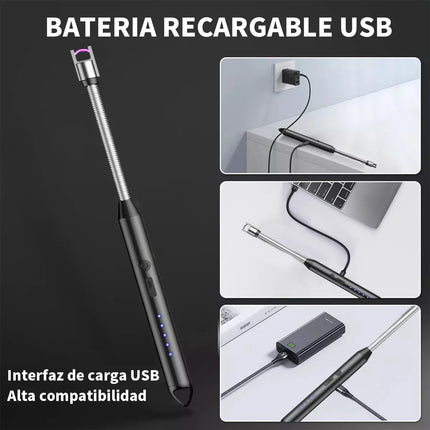 Encendedor Eléctrico Usb Arco Plasma Flexible 360° Sin Llama