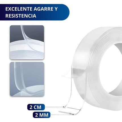 Nano Cinta Tape Magica Doble Cara Reutilizable 5 Metros