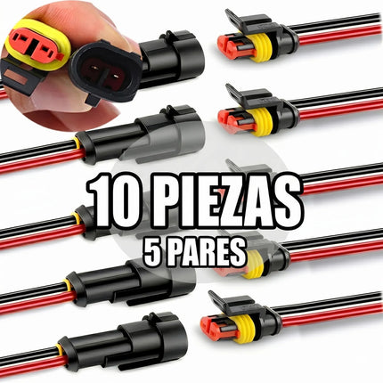 Kit 5 Conectores Electricos Impermeables Automotriz 2 Vias
