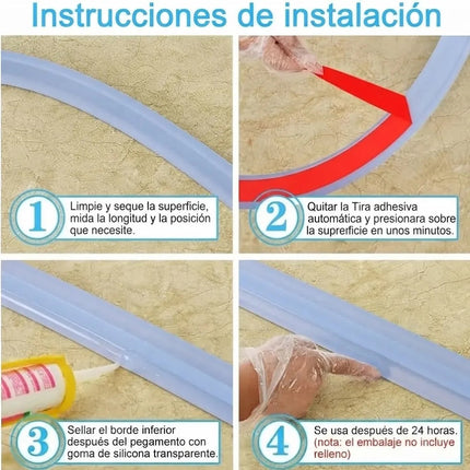 1m Tira Retención Agua Silicona Autoadhesivo Barrera Ducha