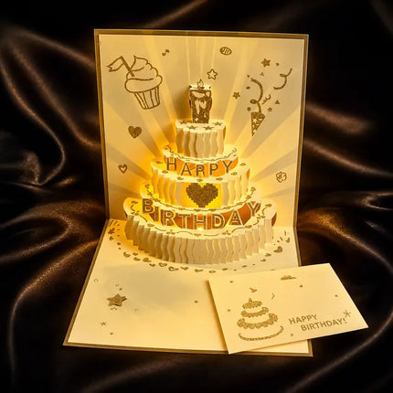 Tarjeta De Cumpleaños 3d Con Musica Luz Pastel Regalo Pop Up