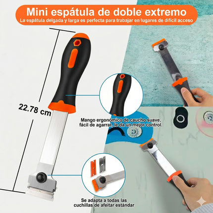 Kit Raspador De Mango Largo + 5 Cuchillas Metal Y 5 Plástico