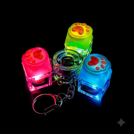 Fidget Spinner Llavero Pata Gato Mecánico Luz Led 3 Botones