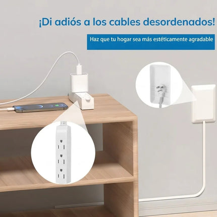 Extensor Plano Enchufe Pared Protector Niños 3 Salidas Cable