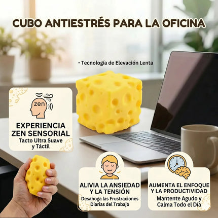 Juguete Antiestrés Squishy Queso Amarillo Cubo Sensorial