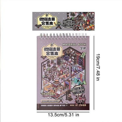 Libreta Calcomanias 3d Sticker 32 Hojas 19 Escenarios Terror