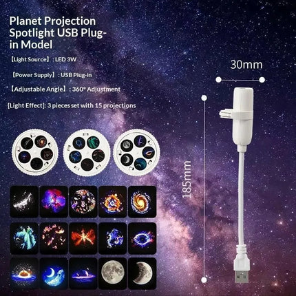 Proyector Galaxia Lampara Techo Usb Estrellas 15 Estilos Led