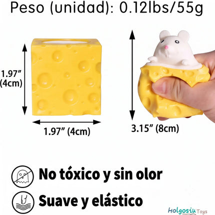 Squishy Queso Con Raton Escondido  Antiestres Juguete Pop Up