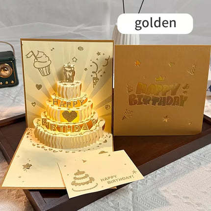 Tarjeta De Cumpleaños 3d Con Musica Luz Pastel Regalo Pop Up