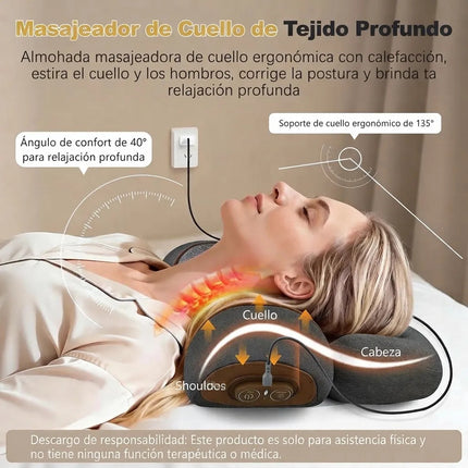 Almohada Masajeadora Electrica Dolor Cuello Cervical 3 Modos