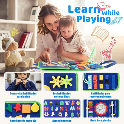 Tablero Sensorial Montessori 25 En 1 Juguete Educativo Bebe