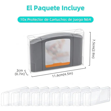 Kit 10 Protectores Transparentes Cartucho Para Nintendo N64